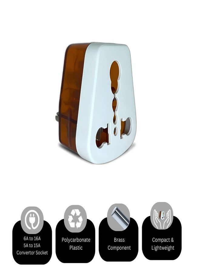 Upix 16amp Universal Converter Plug for (Type D) India, 6ampere to 16ampere 3-Pin International Socket for Big Size 16 A Plug Top (Use 16amp Devices in 6amp Socket) - Image 2